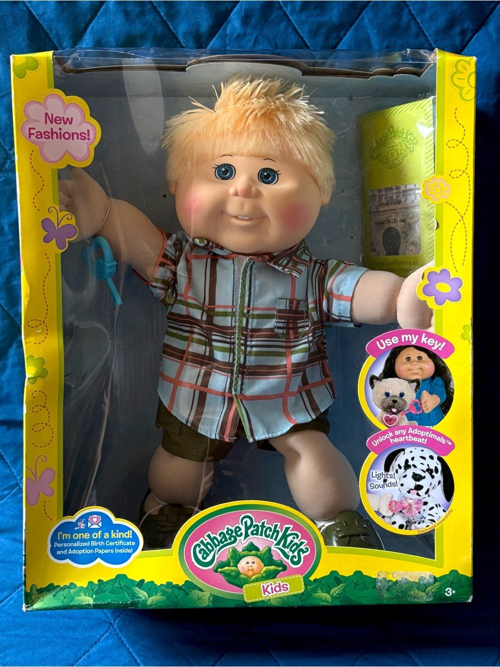 Cabbage Patch Kids 14” Boy Doll Blonde Hair Blue Eyes Plaid Shirt Adoptimal 2017